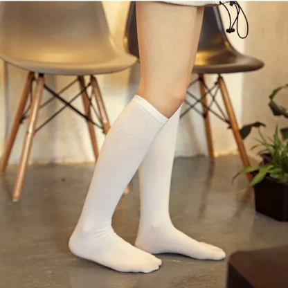 Knee High Two-Toed Socks with Plain Color - Image 7