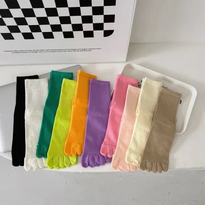 Five Finger Crew Length Solid Socks - Image 7