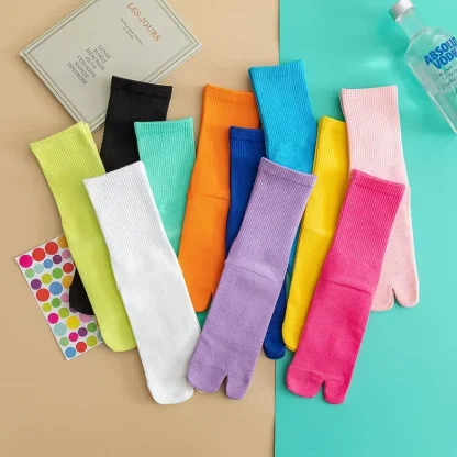 Five Finger Crew Length Solid Socks - Image 3