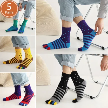 Novelty Toe Socks with Multicolored Design - Image 2