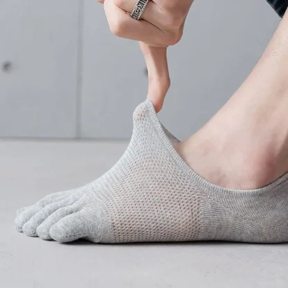 Breathable Ankle Toe Socks with Solid Color - Image 11