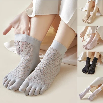 Breathable Toe Socks with Solid Color - Image 2