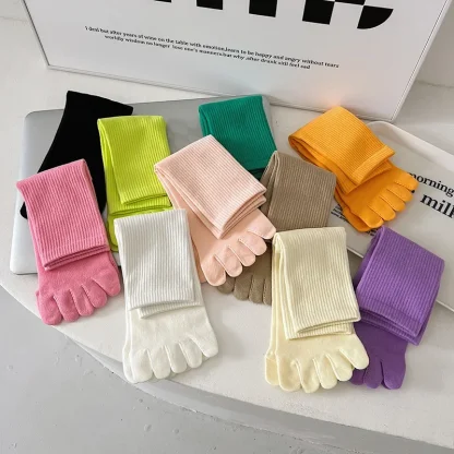 Five Finger Crew Length Solid Socks - Image 2