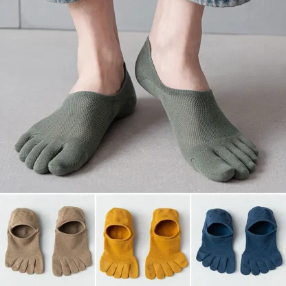 Breathable Ankle Toe Socks with Solid Color - Image 4