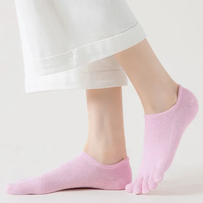 5 Pairs Thin Solid Ankle Toe Socks - Image 3