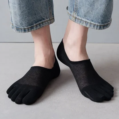 Breathable Ankle Toe Socks with Solid Color - Image 9