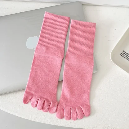 Light Solid Color Crew Toe Socks - Image 12