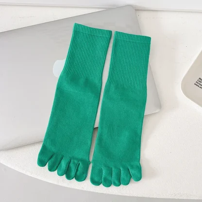 Light Solid Color Crew Toe Socks - Image 6
