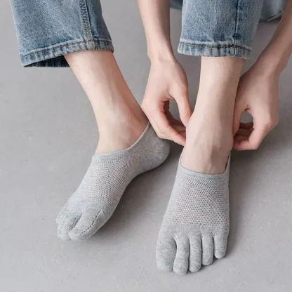 Breathable Ankle Toe Socks with Solid Color - Image 10