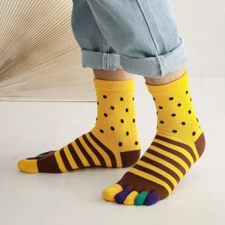 Novelty Toe Socks with Multicolored Design