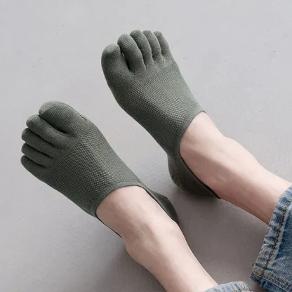 Breathable Ankle Toe Socks with Solid Color - Image 7