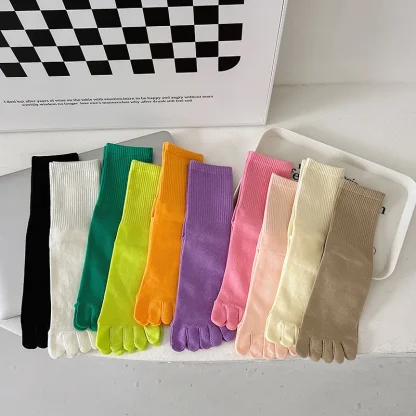 Light Solid Color Crew Toe Socks - Image 3