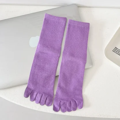 Light Solid Color Crew Toe Socks - Image 11