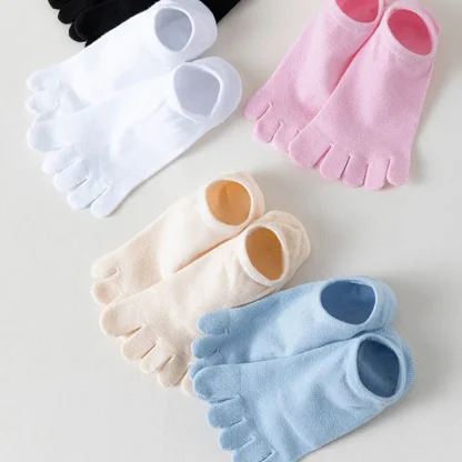 5 Pairs Thin Solid Ankle Toe Socks - Image 5