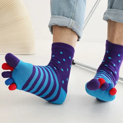 Novelty Toe Socks with Multicolored Design - Image 5