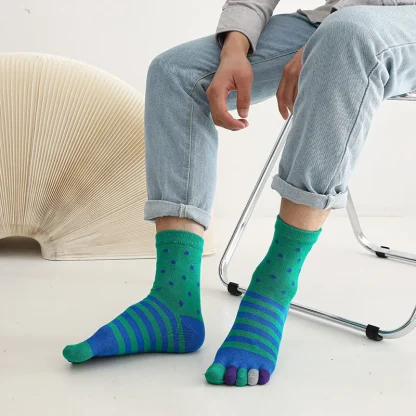 Novelty Toe Socks with Multicolored Design - Image 4