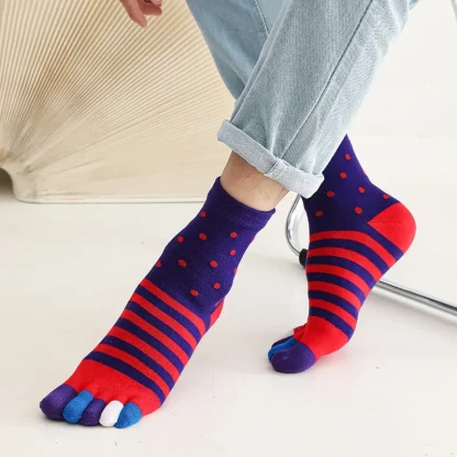Novelty Toe Socks with Multicolored Design - Image 3