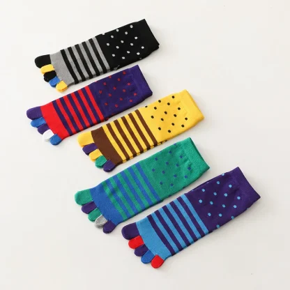 Novelty Toe Socks with Multicolored Design - Image 6