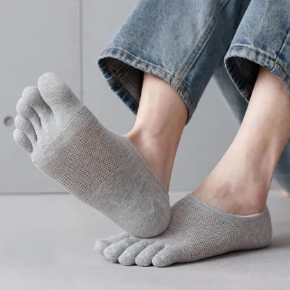 Breathable Ankle Toe Socks with Solid Color - Image 6