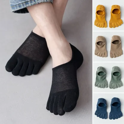 Breathable Ankle Toe Socks with Solid Color - Image 3