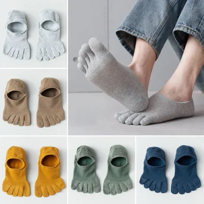Breathable Ankle Toe Socks with Solid Color - Image 5